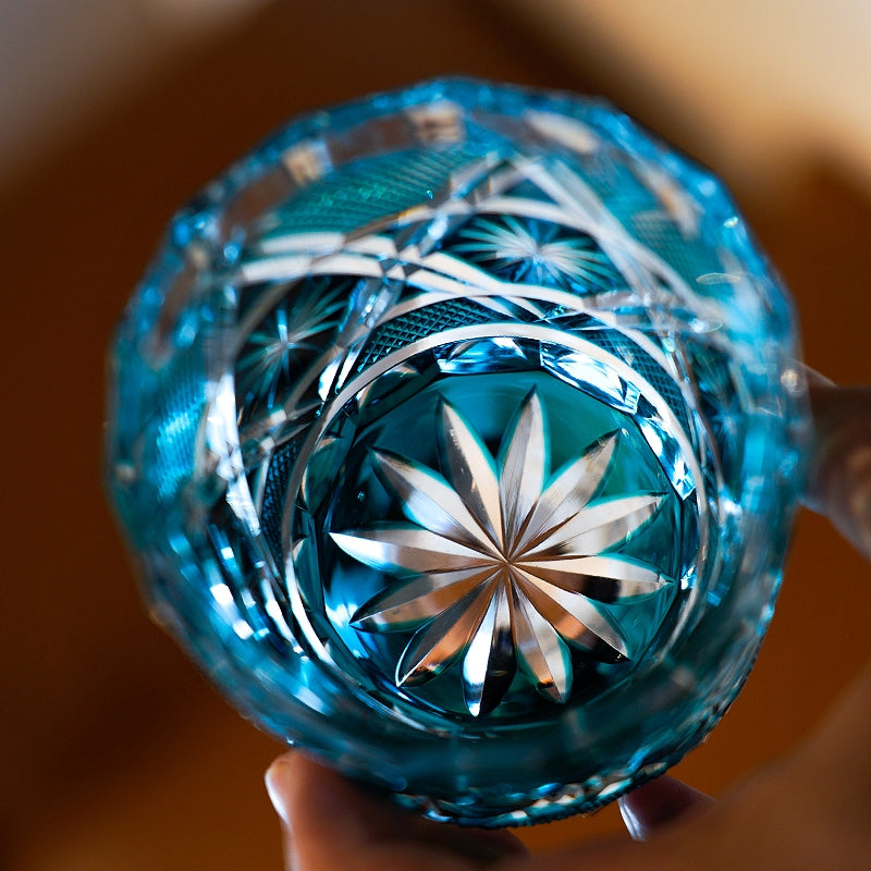 Edo Kiriko Handcrafted Kiku Suji Whiskey Glass GoGlassCup