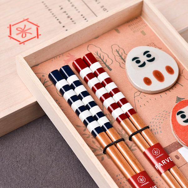 Japanese Handcrafted Daruma Chopsticks Wedding Gift Set