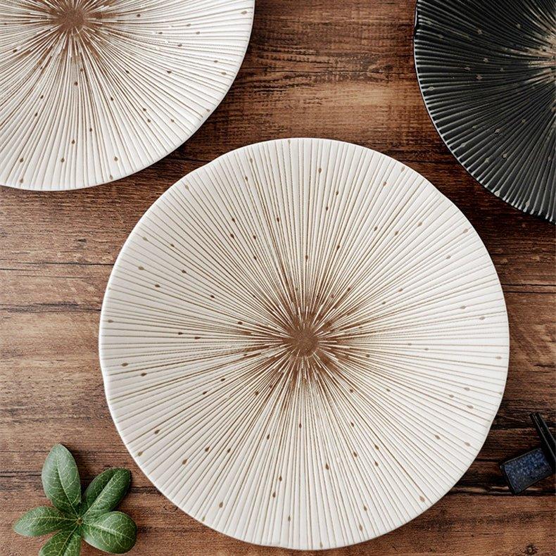 Handcrafted Japanese Mino Ware Ceramic Wrinkled Plates