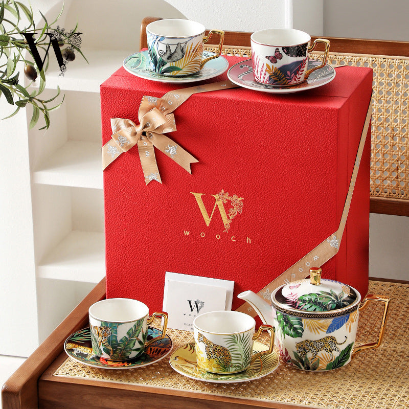 WOOCH Handcrafted Rainforest Theme Ceramic Tea Cup Gift Sets
