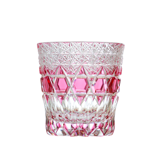 Edo Kiriko Handcrafted Rose Fluorite Whiskey Glass GoGlassCup