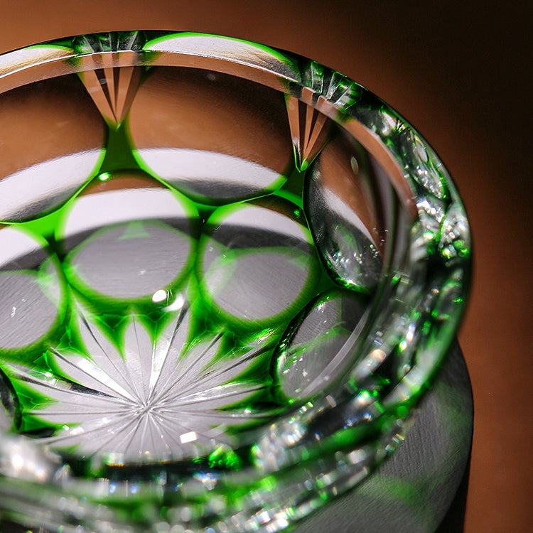 Edo Kiriko Sake Cup – Jade Green Hydrangea
