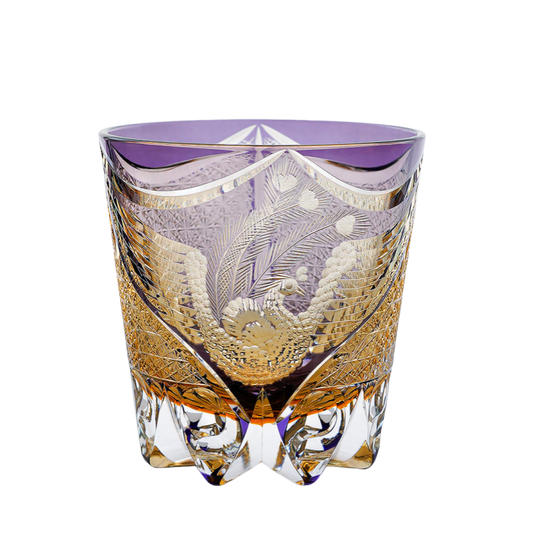 Edo Kiriko Handcrafted Purple Phoenix Whiskey Glass GoGlassCup