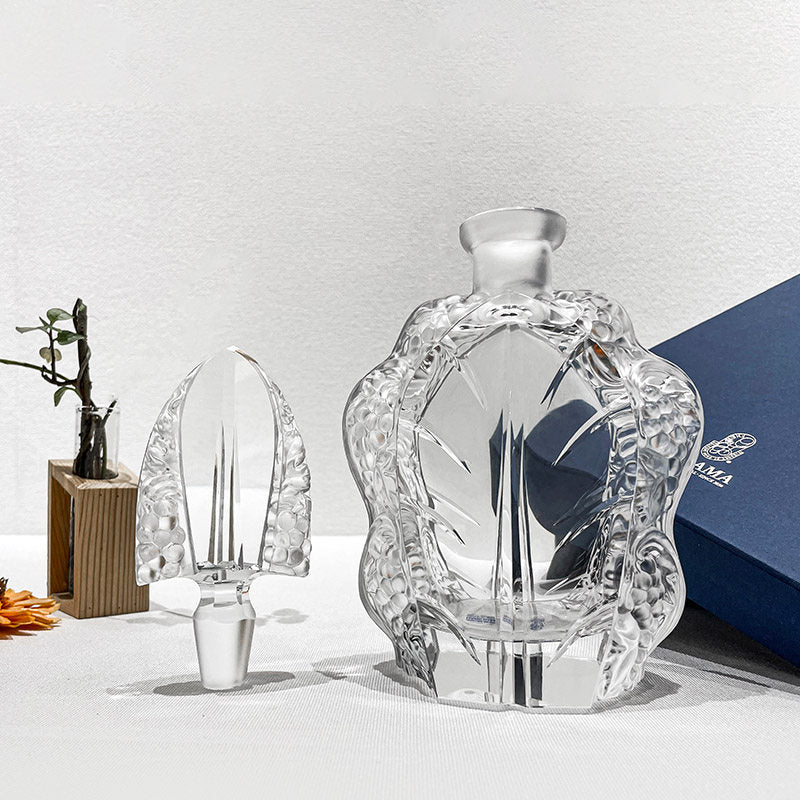 BOHEMIA Crystal HALAMA Handmade Vintage Frosted Wine Decanter