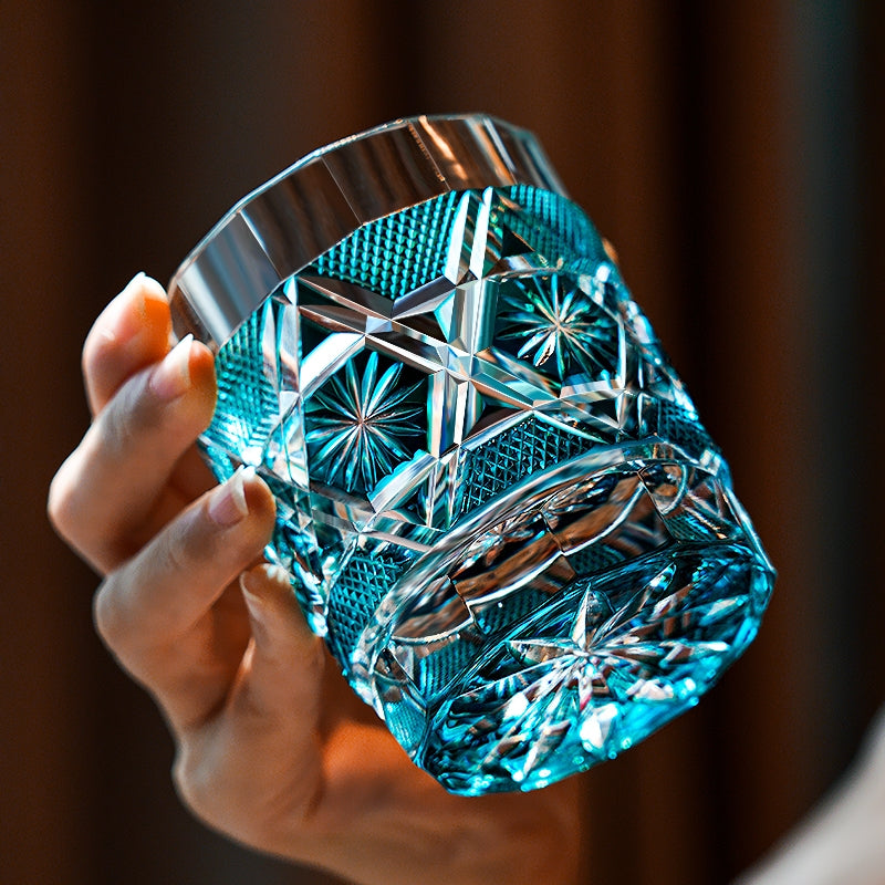 Edo Kiriko Handcrafted Kiku Suji Whiskey Glass GoGlassCup