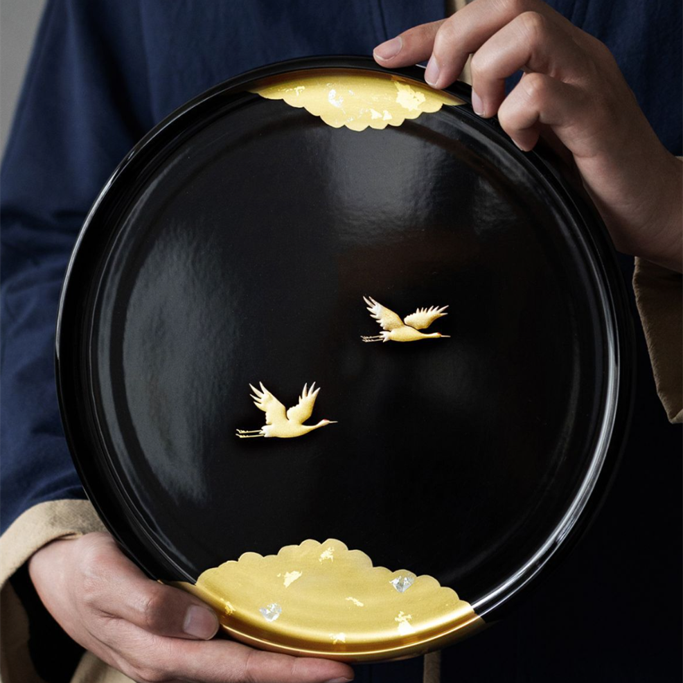 Yamanaka Shikki Circular Cranes Resin Tray