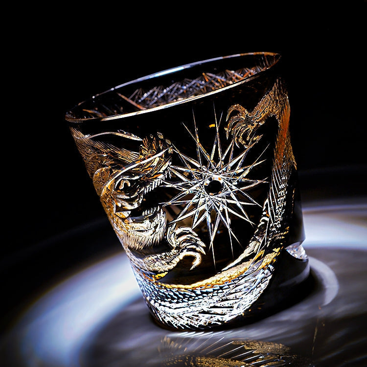 Edo Kiriko Handcrafted Soaring Dragon Whiskey Glass GoGlassCup