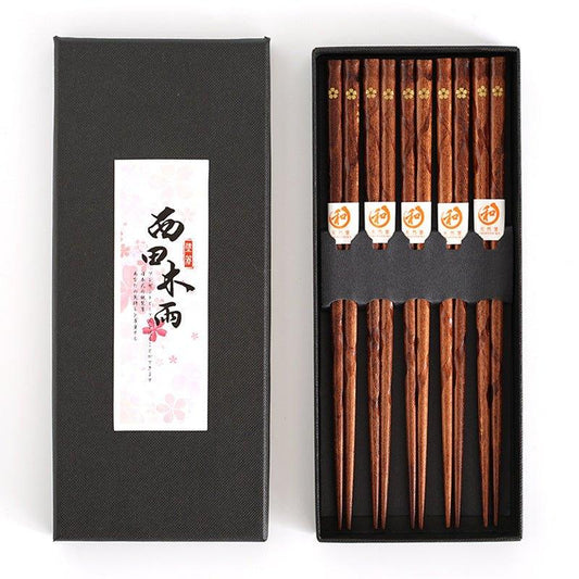 GoGlassCup Japanese Golden Sakura Wooden Chopstick Set Goglasscup