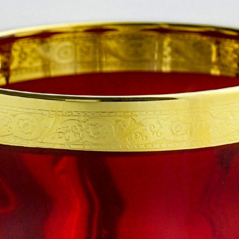 BOHEMIA FAIRY FLORAL Gold & Red Whisky Glass