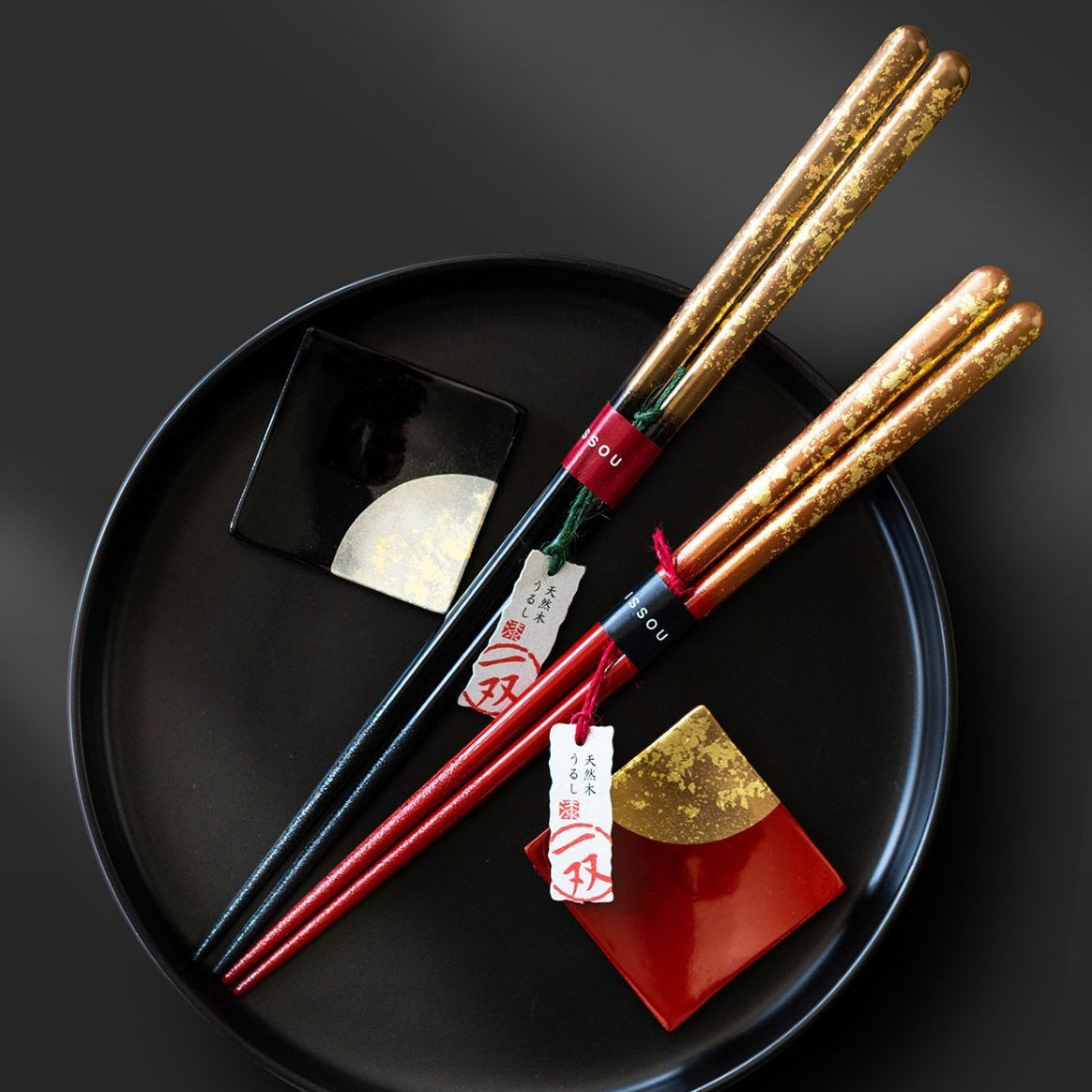 ISSOU Auspicious Clouds Japanese Handcrafted Wooden Chopsticks Wedding Gift Set GoGlassCup