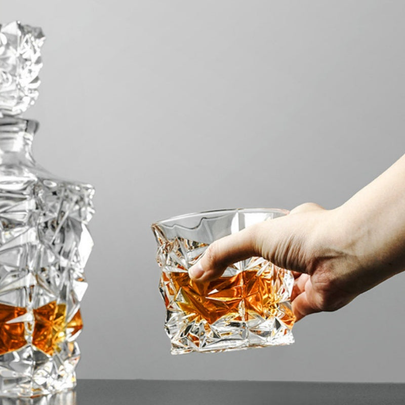 BOHEMIA GLACIER Crystal Whisky Decanter Set