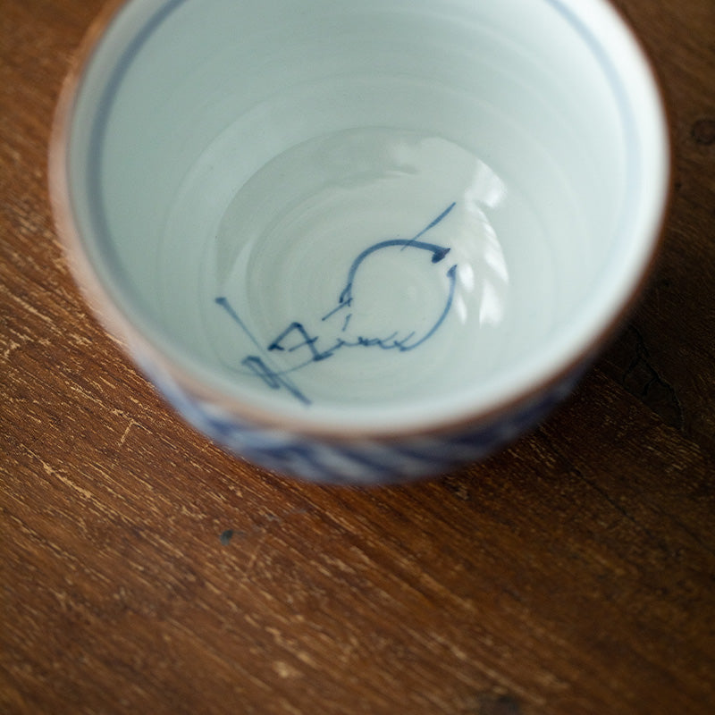 Hasami Ware Handcrafted Aizome Kusa-Hana Tea Cup Set of Five