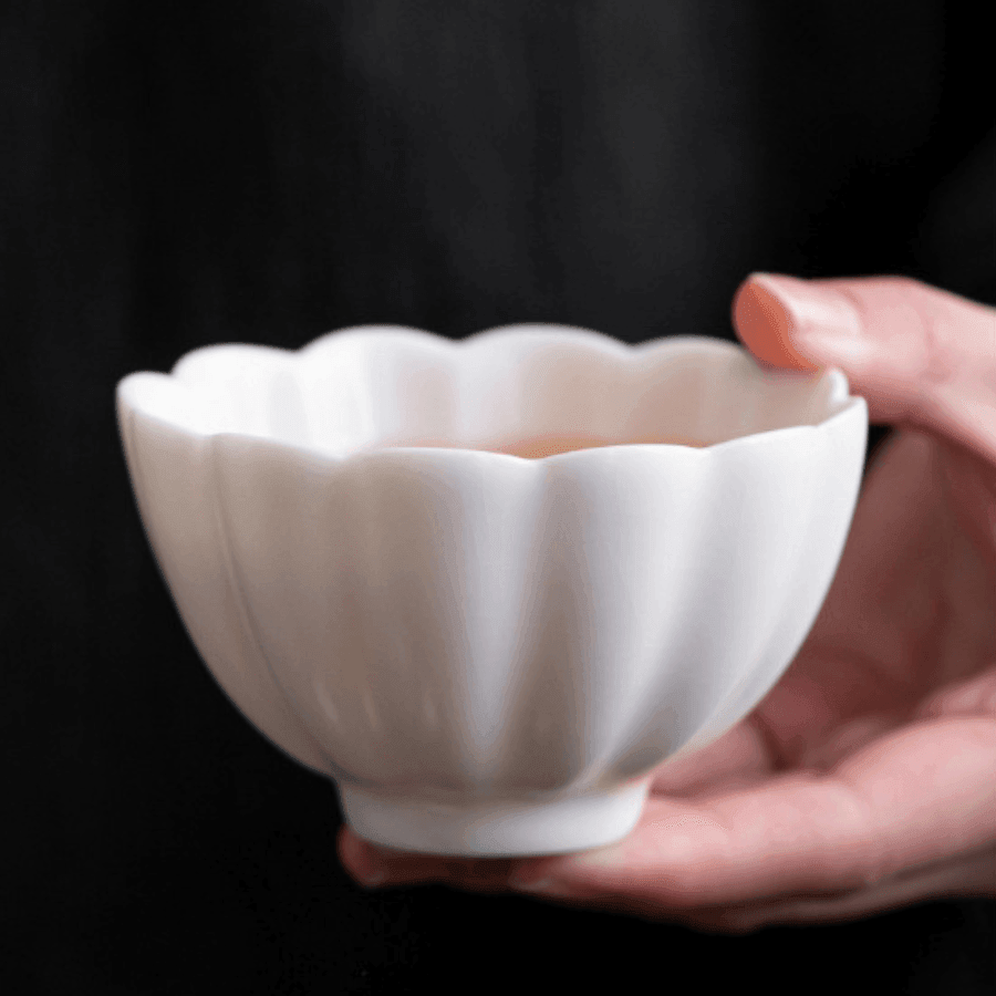 Handcrafted Ceramic Tea Cup With Embedded Ceramic Rose