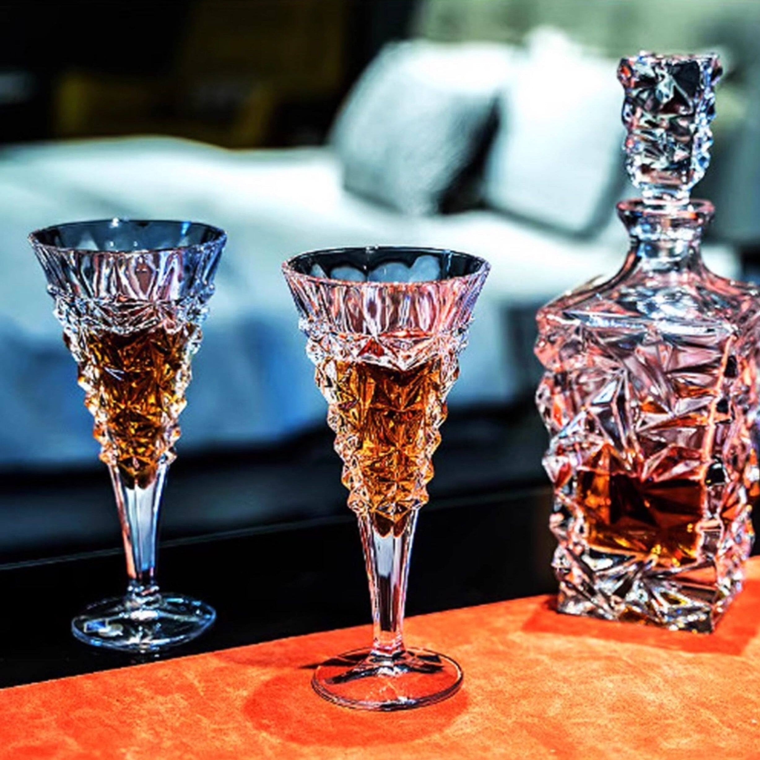 Bohemia GLACIER Champagne Glasses Decanter Gift Set