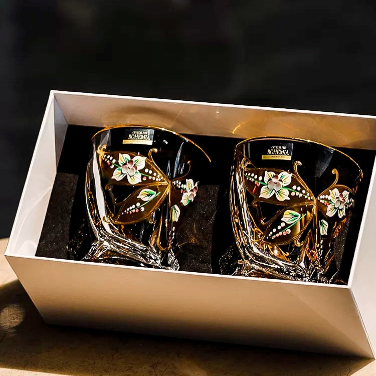 Bohemia Crystalite Butterfly Whisky Decanter Set