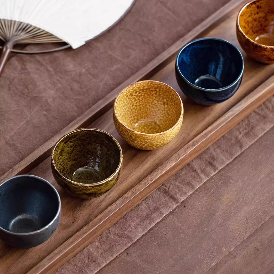 Mino Ware Autumn Harmony Tea Cup Set of Five