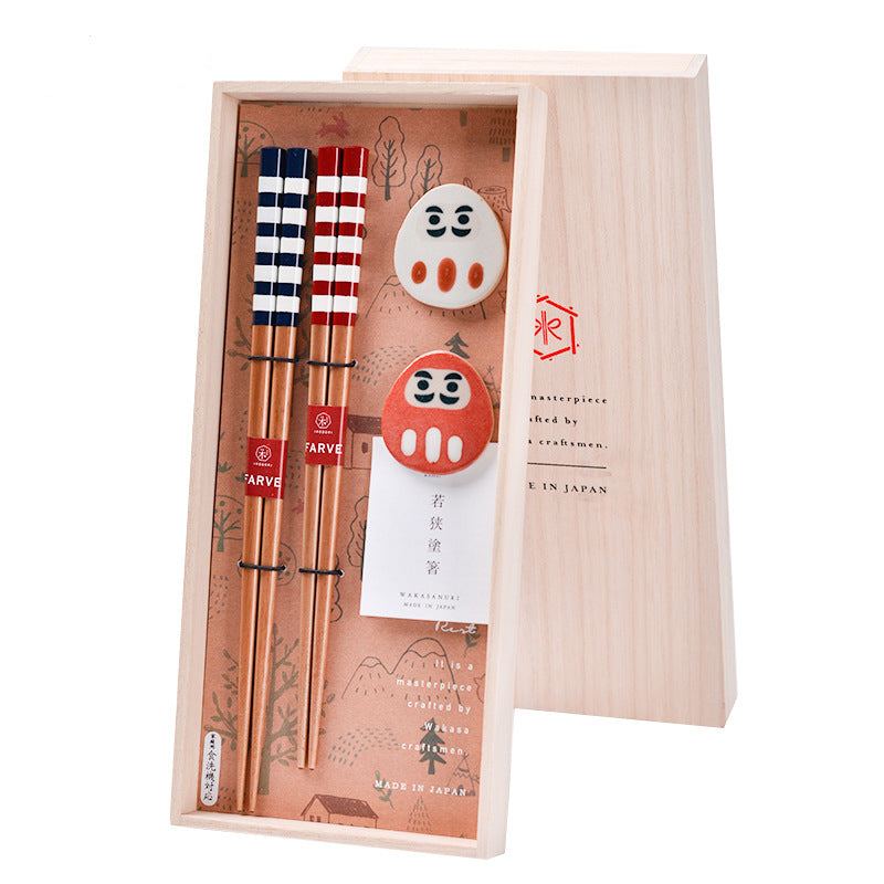 Japanese Handcrafted Daruma Chopsticks Wedding Gift Set