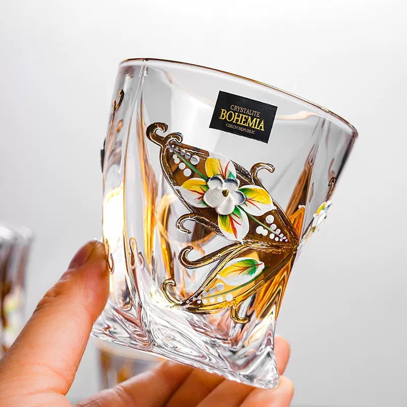 Bohemia Crystalite Butterfly Whisky Decanter Set