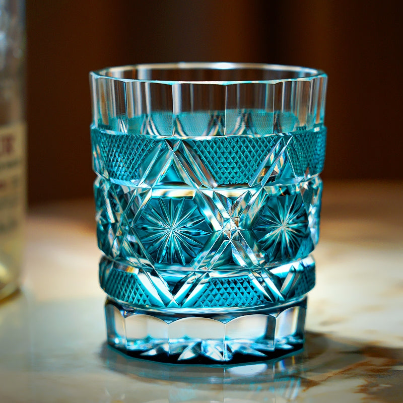 Edo Kiriko Handcrafted Kiku Suji Whiskey Glass GoGlassCup