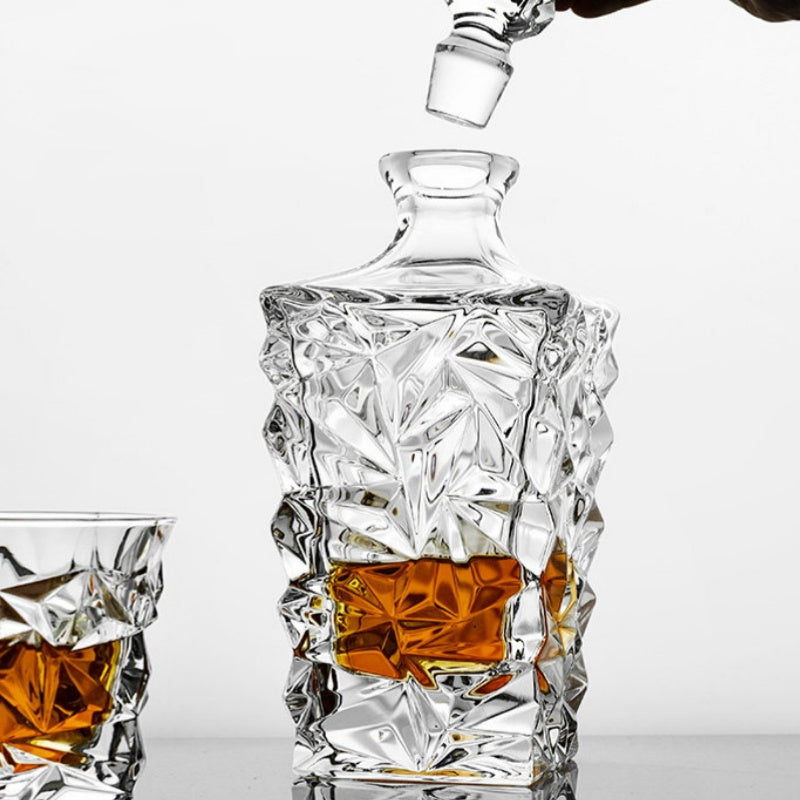 BOHEMIA GLACIER Crystal Whisky Decanter Set