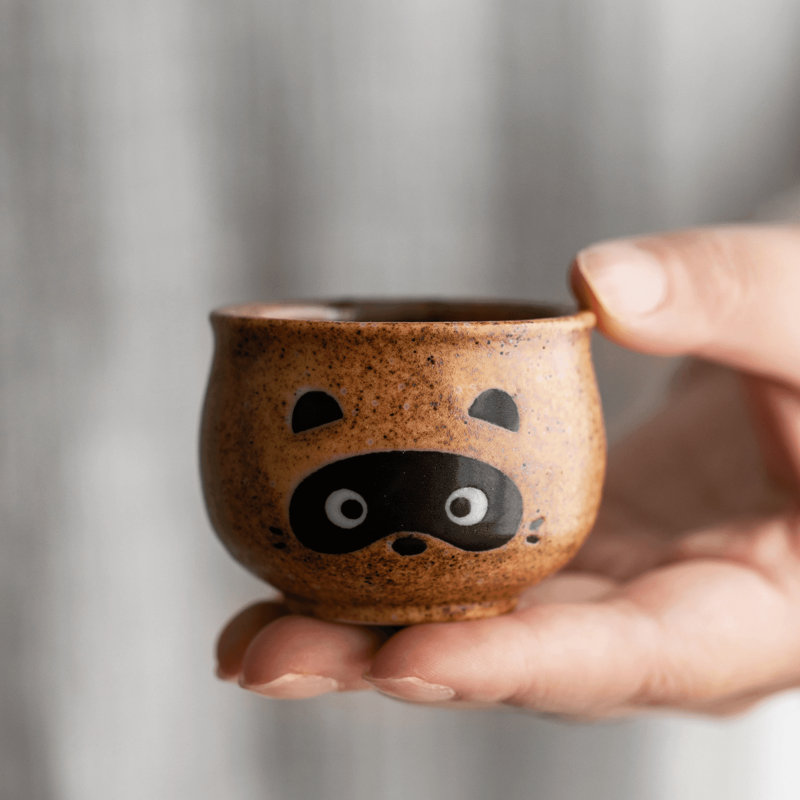 Japanese Ceramic Tanuki (Raccoon) Sake Set