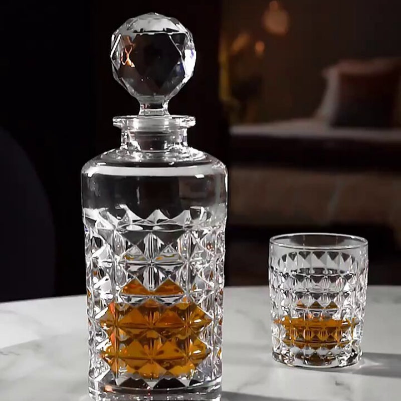BOHEMIA DIAMOND Crystal Whisky Decanter Set