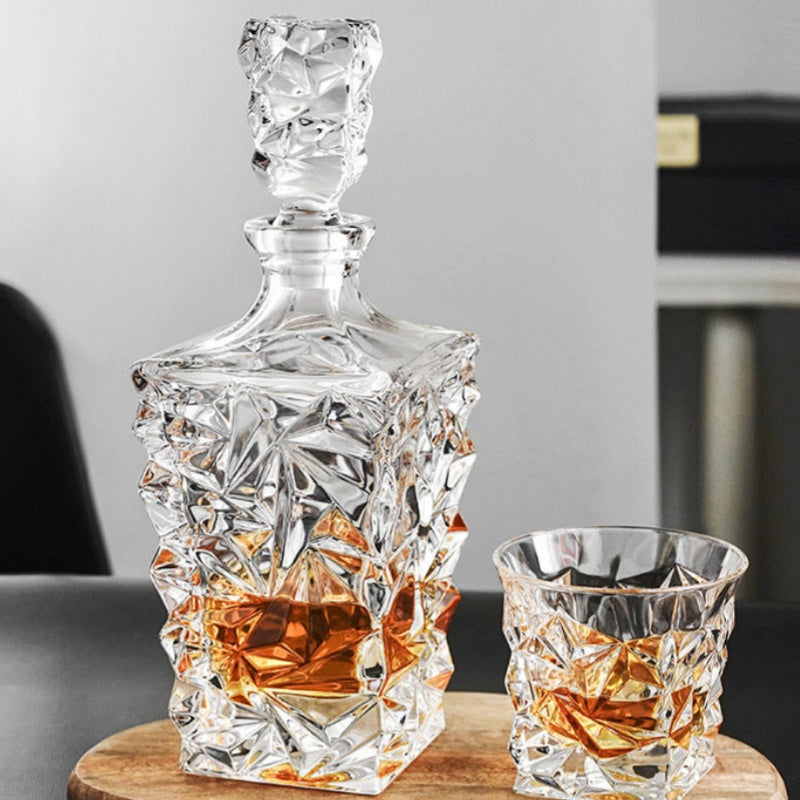 BOHEMIA GLACIER Crystal Whisky Decanter Set