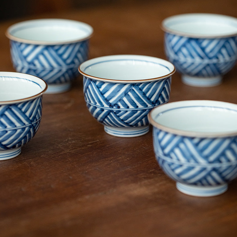 Hasami Ware Handcrafted Ruriei no Tori Tea Cup Set of Five