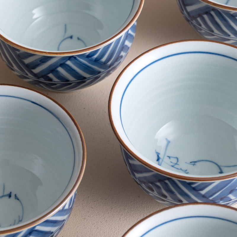 Hasami Ware Handcrafted Ruriei no Tori Tea Cup Set of Five