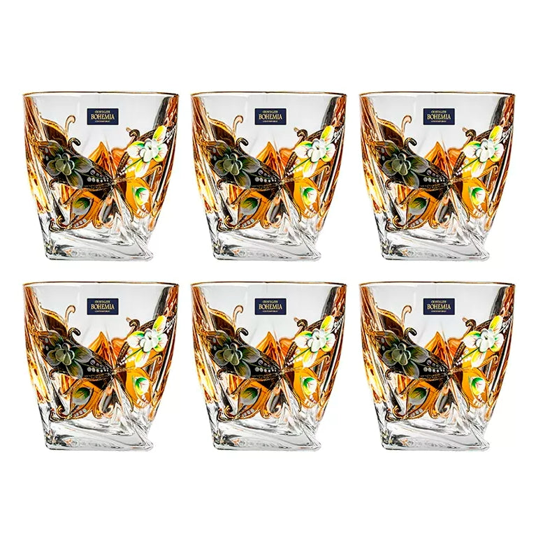 Bohemia Crystalite Butterfly Whisky Decanter Set