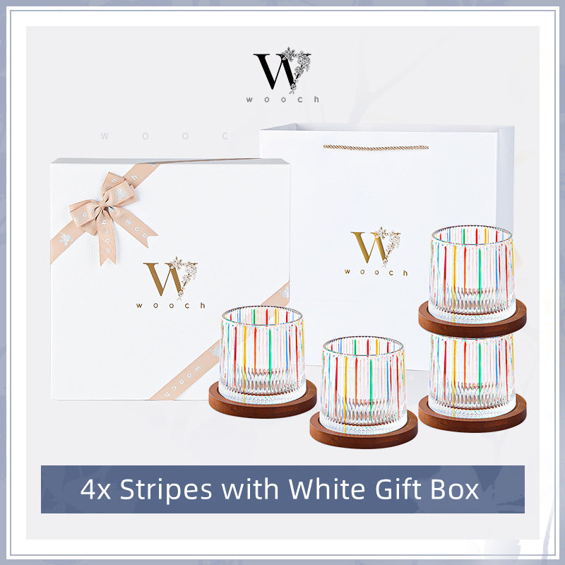 WOOCH Rotating Multi Color Stained Whisky Glass With Gift Box