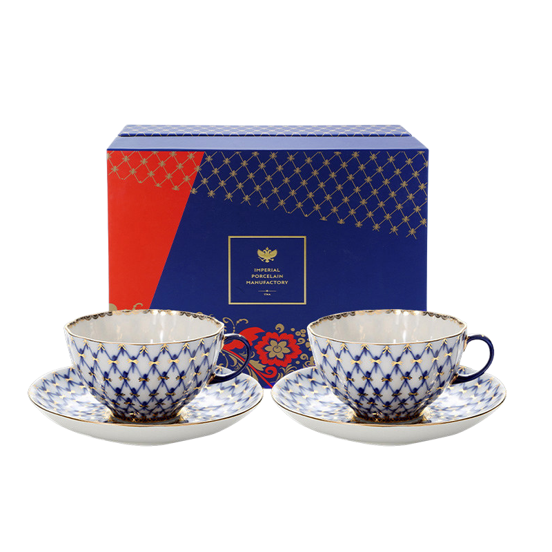 LOMONOSOV Cobalt Blue Handcrafted Porcelain Tea Set