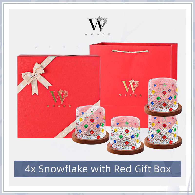 WOOCH Rotating Multi Color Stained Whisky Glass With Gift Box