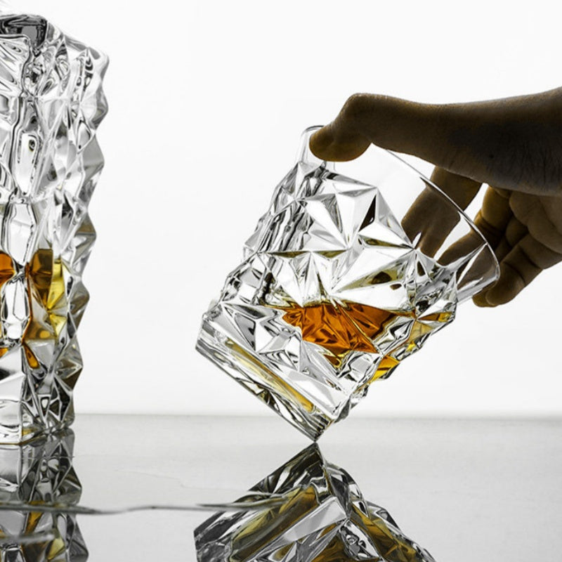 BOHEMIA GLACIER Crystal Whisky Decanter Set