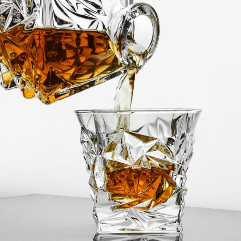BOHEMIA GLACIER Crystal Whisky Decanter Set