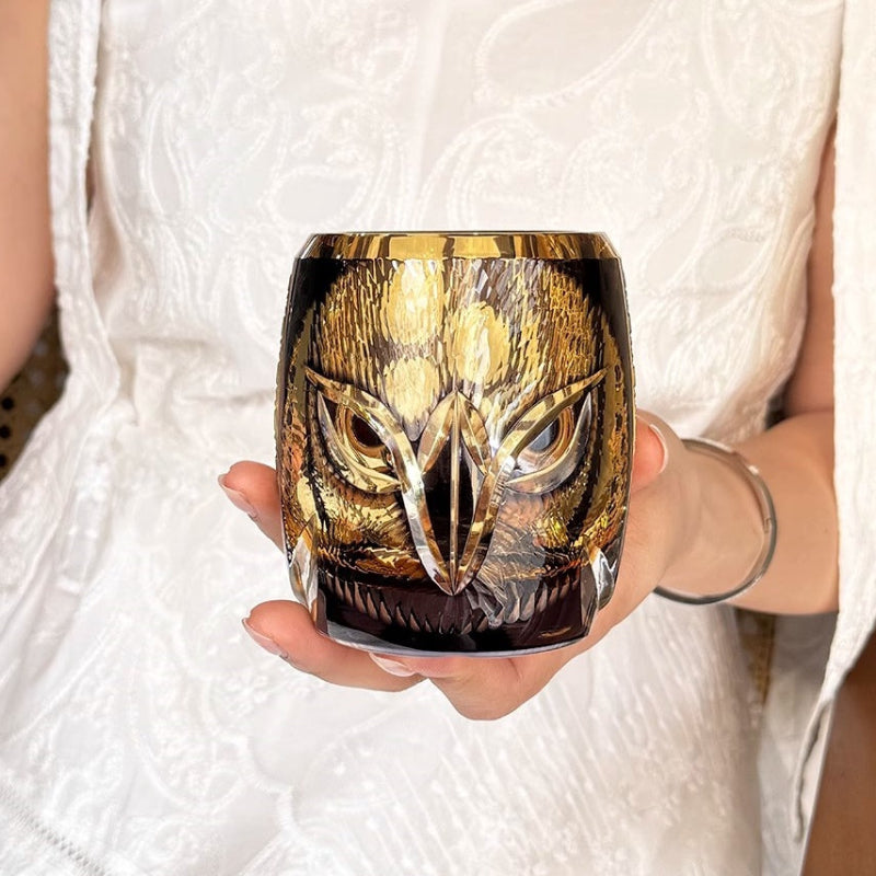 Edo Kiriko Owl Whiskey Glass-Limited Goglasscup