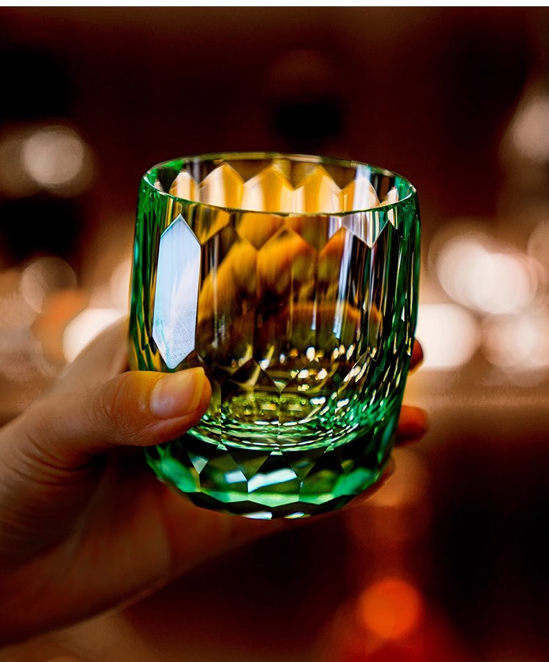 Japanese Edo Kiriko Diamond Faced K9 Crystal Whiskey Glass