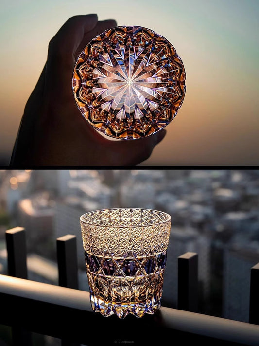 VIANASA'S Edo Kiriko Kasaneirome Shihou Whiskey Glass - Goglasscup