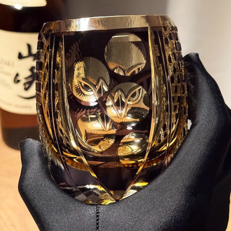 Edo Kiriko Owl Whiskey Glass-Limited Goglasscup