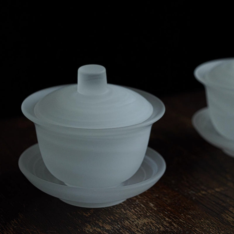 GoGlassCup White Transparent Cloud Cover Matte Frosted Tea Bowl Goglasscup