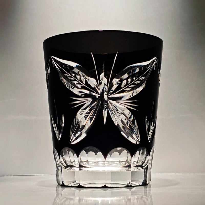 Black Butterfly Crystal Whiskey Glass