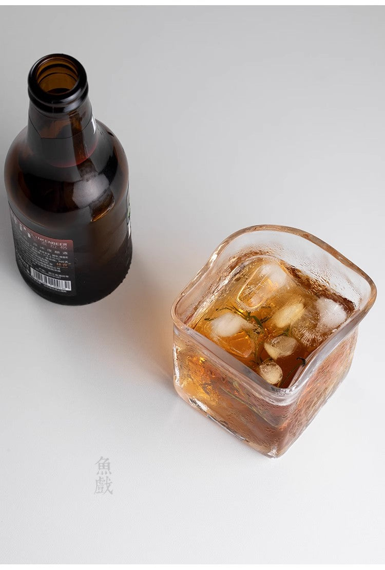 KAGAMI Edo Kiriko Whiskey Glass Hammer Pattern Rock Glass