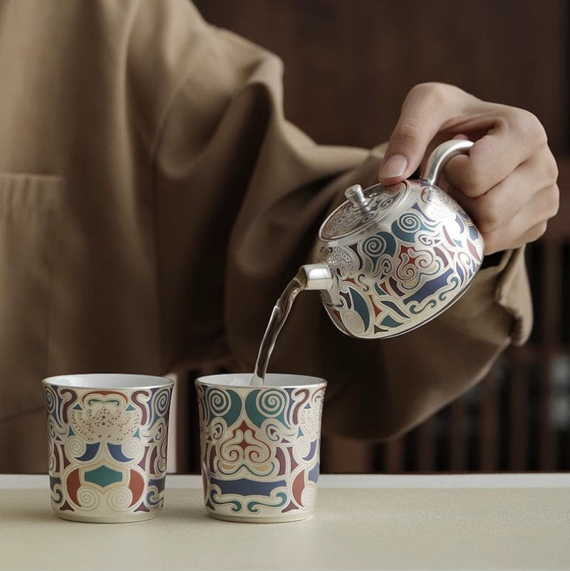 GoGlassCup Dunhuang Gold and Silver Inlay Tea Set GoGlassCup