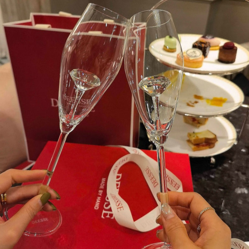 Diamond Champagne Flute Set of 2 Goglasscup