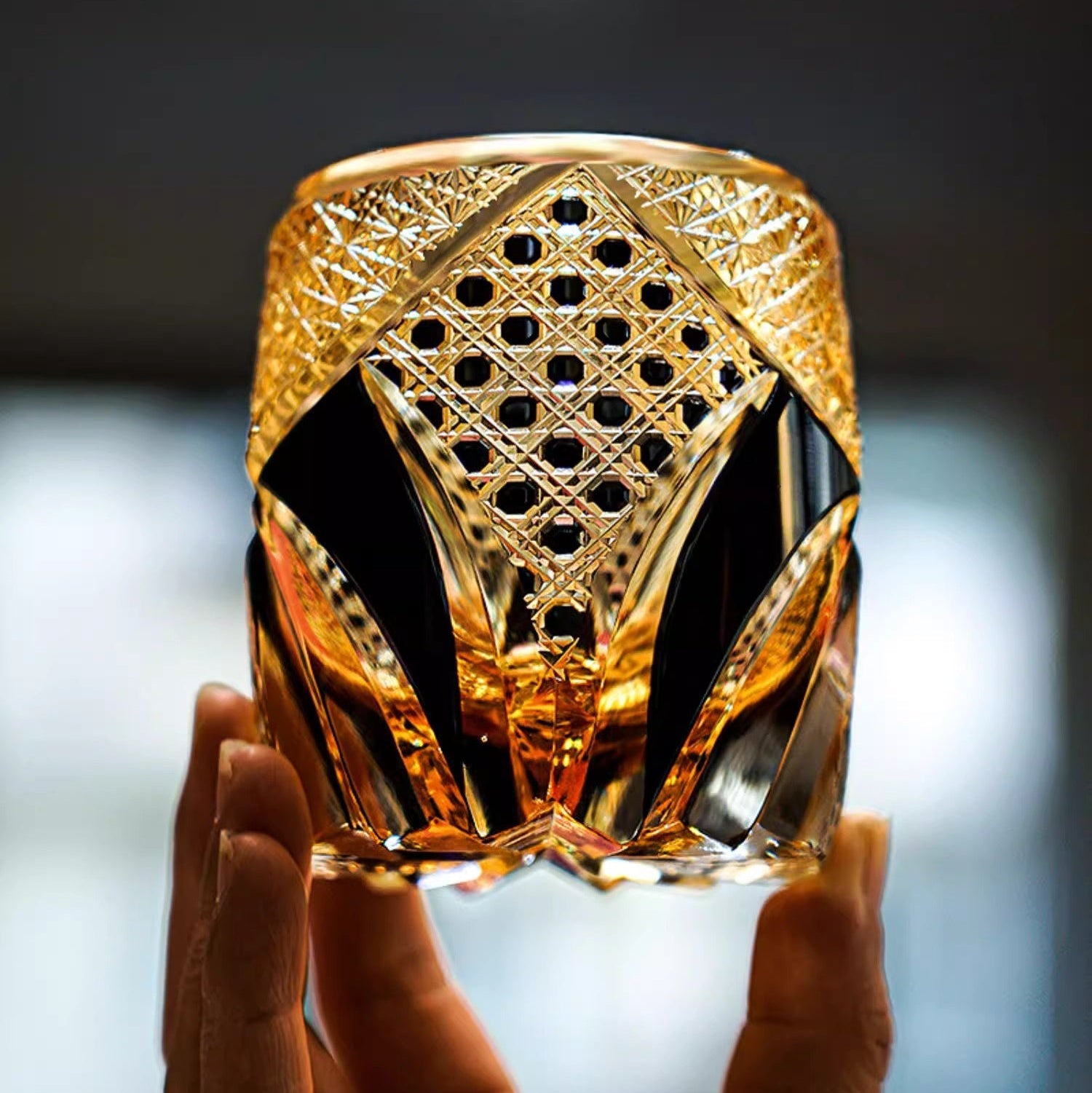 GOGLASSCUP Golden Samurai Edo Kiriko Glass (New version) - Goglasscup