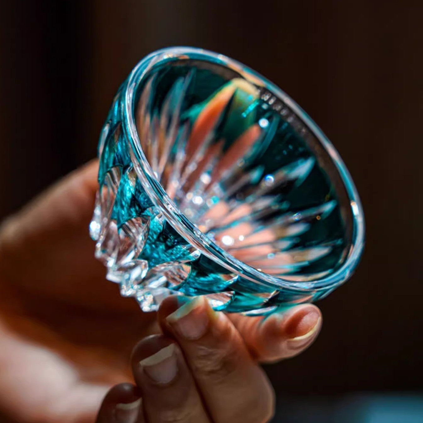 GOGLASSCUP Edo Kiriko Crystal Lotus Glasses GoGlassCup