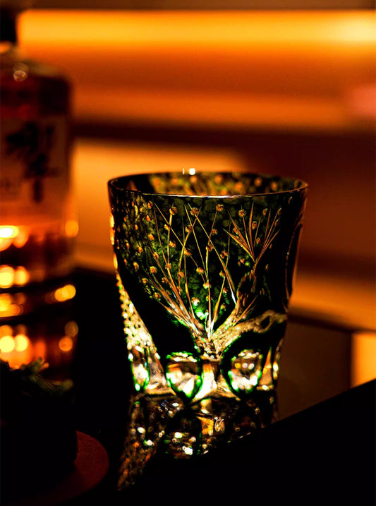 GoGlassCup Green Serpent Edo Kiriko Whiskey Glass - Goglasscup