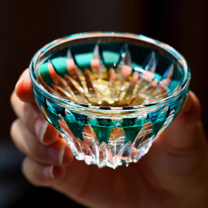 GOGLASSCUP Edo Kiriko Crystal Lotus Glasses GoGlassCup