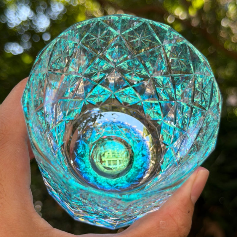 Edo Kiriko Handcrafted Hoshikage Iridescent Crystal Whisky Glass With Wooden Box