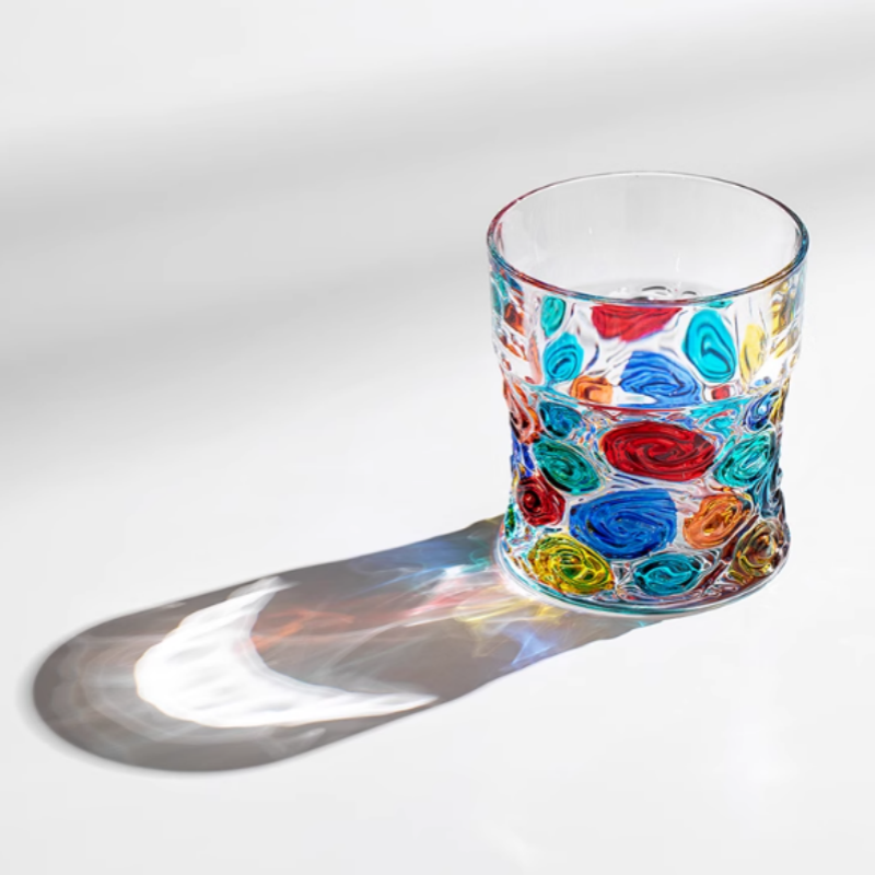 ZECCHIN Colored Glass Whiskey Colorful Van Gogh Pattern Glass